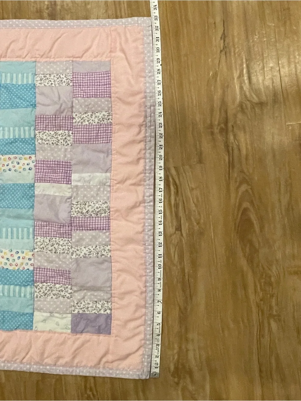 Vintage Baby Quilt • 33 X 43 inch • Pastels 1990s • OOAK Handmade